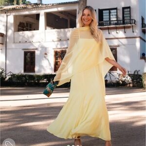 Elegant Yellow Dress with cape